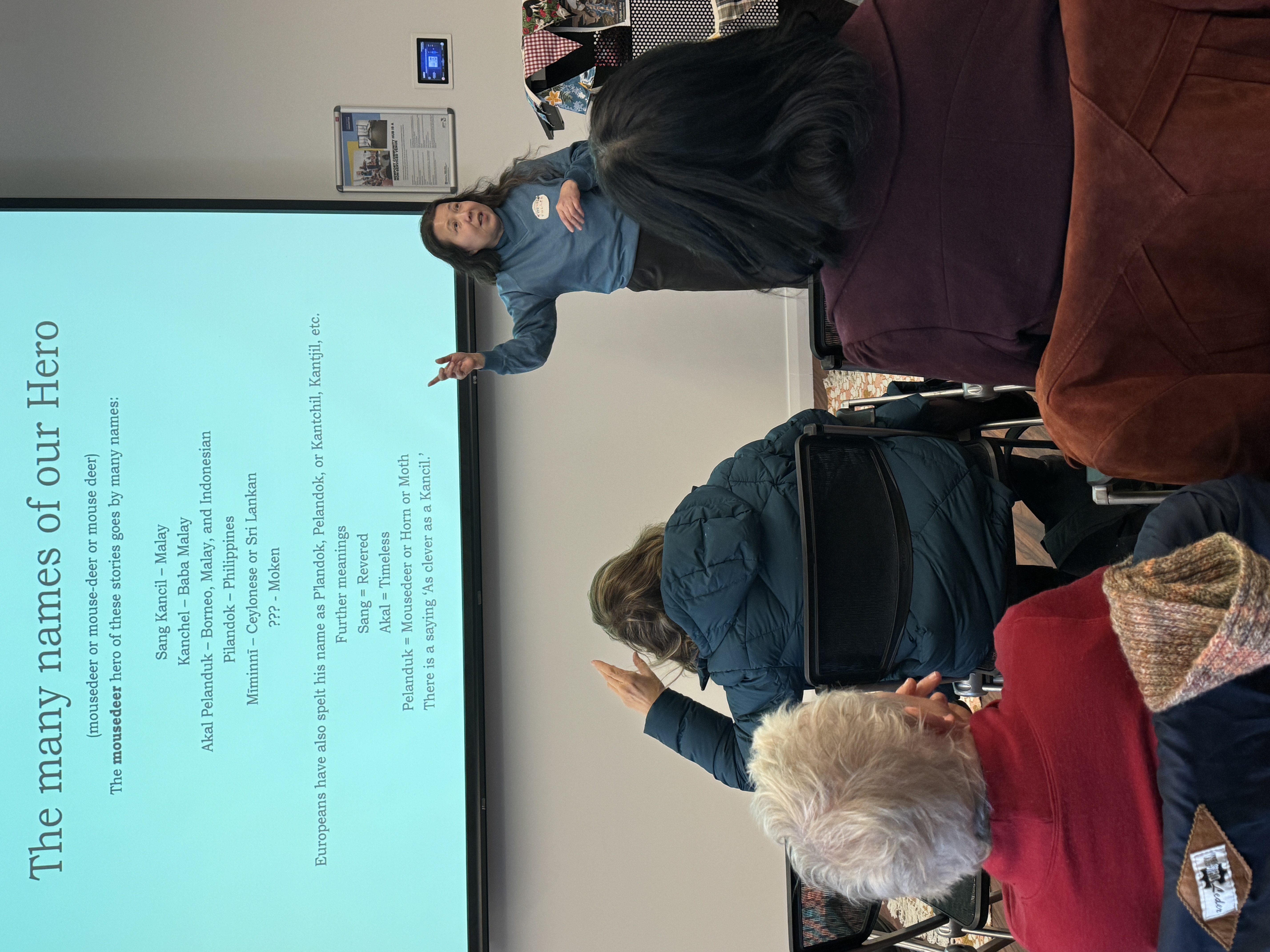 picture of of Theresa Fuller presenting the different names of our hero - Sang Kanchil